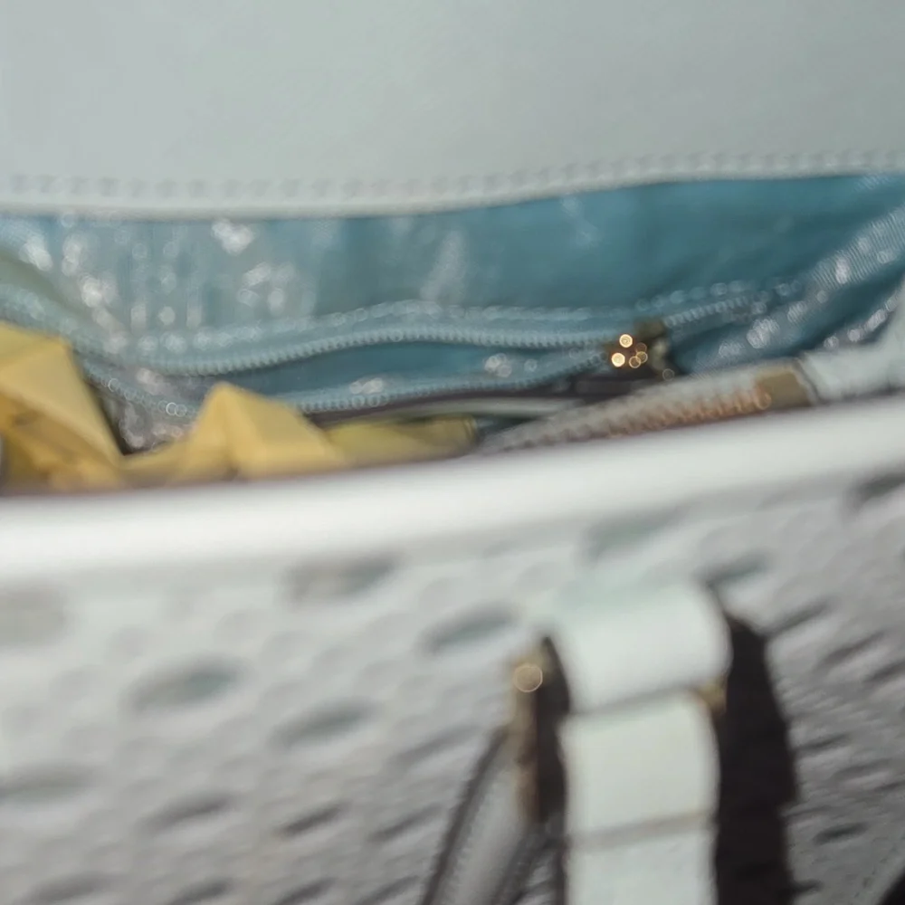 Kate Spade Aqua Blue Geometric Cutout Tote, EUC